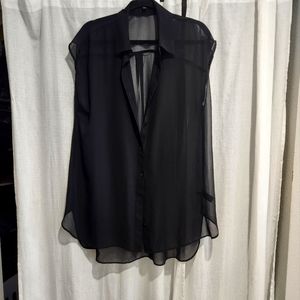 Express Large sheer button tunic top